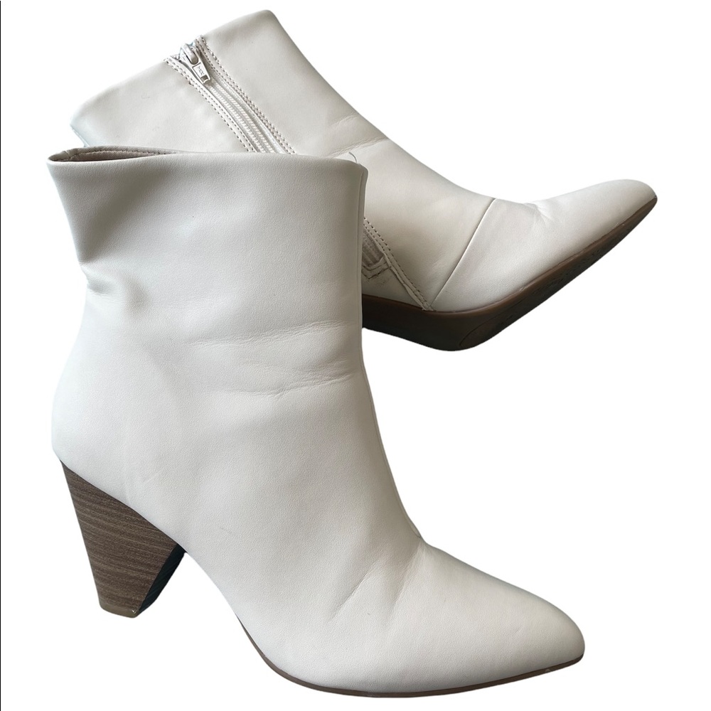 White Pleather Boots Size 8